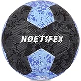 Noetifex Soccer Ball Size 5 for Youth & Adults, Black Blue PU Leather, Durable Machine-Stitched 32-Panel Football, Hidden Seams, Water-Resistant, Outdoor & Indoor Training Ball