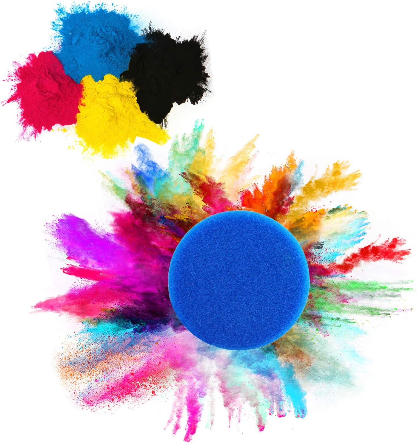 Paint Sponge Applicator, Complete with Mesh Hang Dry Storage Bag, Blue Double Layer Circular 3.15 Inch (2 Pack)