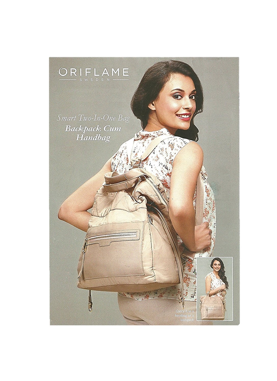oriflame polyester ivory backpack handbag for women