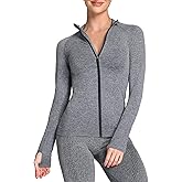 Aoxjox Workout Long Sleeve Shirts for Women Fall Athletic Gym Yoga Running Seamless Tee T-Shirt Tops