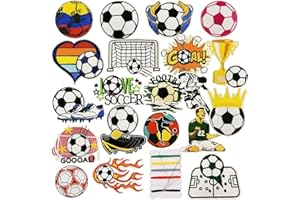 20 PCS Football Embroidered Patches Soccer Iron on Applique Sports Ball Sew on Patches Stickers for Backpacks Pants Bags Jack