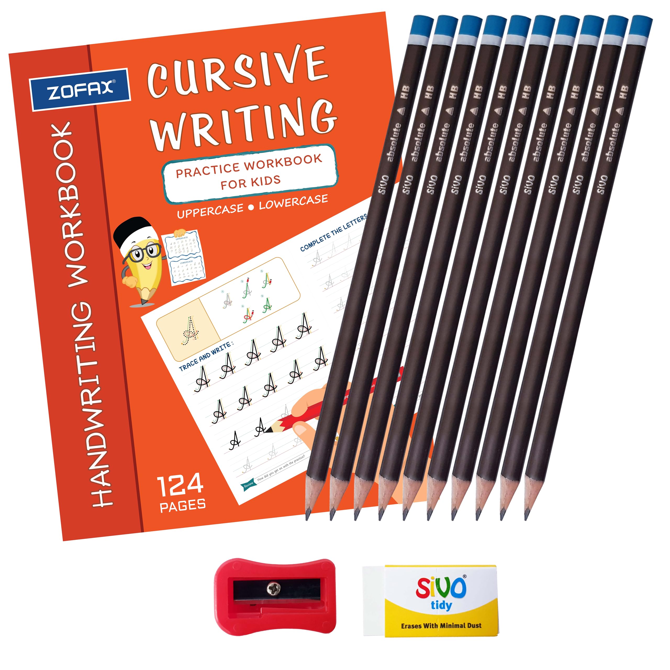 Early Years Home Learning Workbook with Pencil Writing Kit Set, Preschool Activity, Cursive Tracing Book, Learn to Write Alphabet, Fine Motor Skills