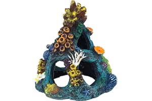 Uniclife Aquarium Decorations Resin Coral Rock Mountain Cave Fish Tank Decor Ornaments Fish House for Betta Rest Hide Play Breed