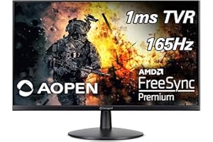 AOPEN 24MV1Y Pbmiipx 23.8" Full HD (1920 x 1080) FPS RTS Gaming Monitor | AMD FreeSync Premium Technology | Up to 165Hz | 1ms | VESA and Tilt Compatible I 2 x HDMI Ports & 1 x Display Port, Speakers