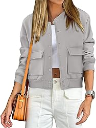 ANRABESS Women Cropped Bomber Jacket 2025 Fashion