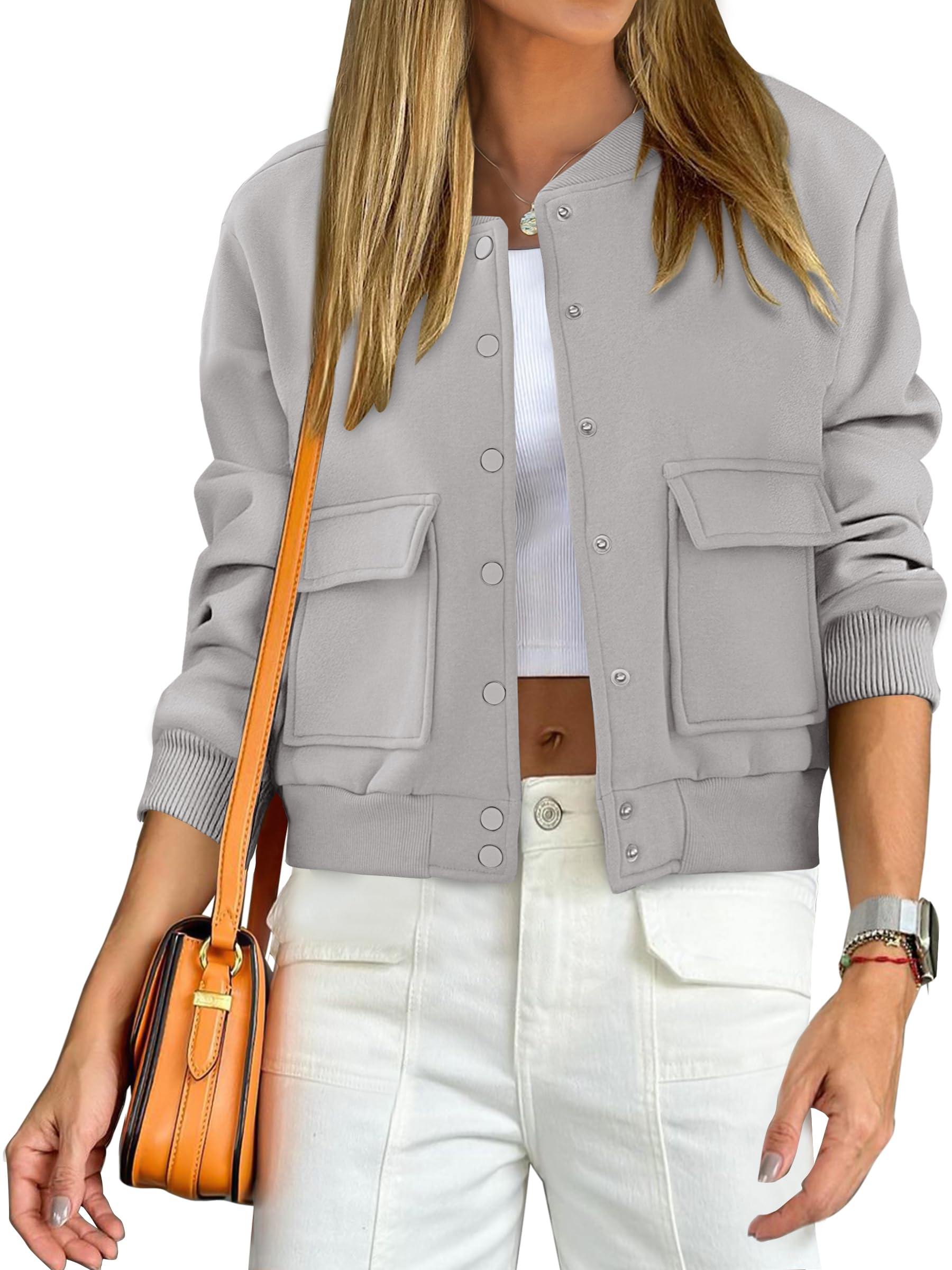 ANRABESS Women Cropped Bomber Jacket 2025 Fashion