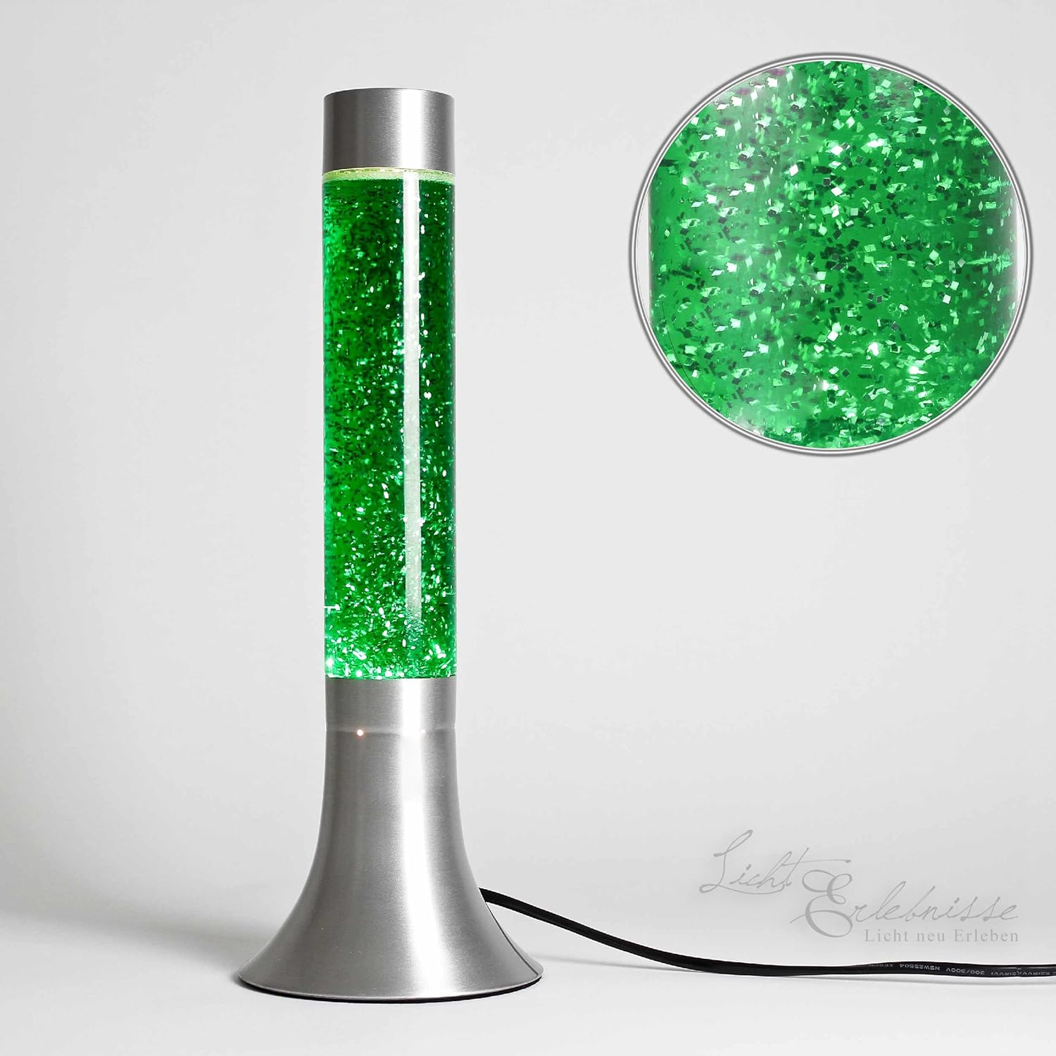 Lampada lava moderna Yvonne verde glitter 38cm con cavo interruttore Amazon.it Illuminazione