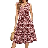 Summer Dresses for Women 2026 Elegant Classy Sleeveless Boho Midi Sun Dress Spring Break Travel Beach Vacation Clothes
