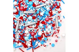 SUGGOZO Patriotic Sprinkles, Red White Blue Sprinkles for Cake Decorating, 4th of July, 180g/ 6.35oz, Cupcake Toppers, Cupcake Decoration, Ice Cream Toppings