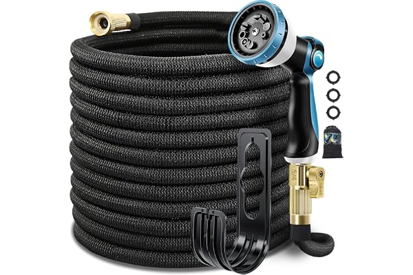 100FT Expandable Garden Hose, Upgraded Flexible Lightweight Water Hose, 10 Pattern Spray Nozzle, No-Kink Leakproof Yard Outdo