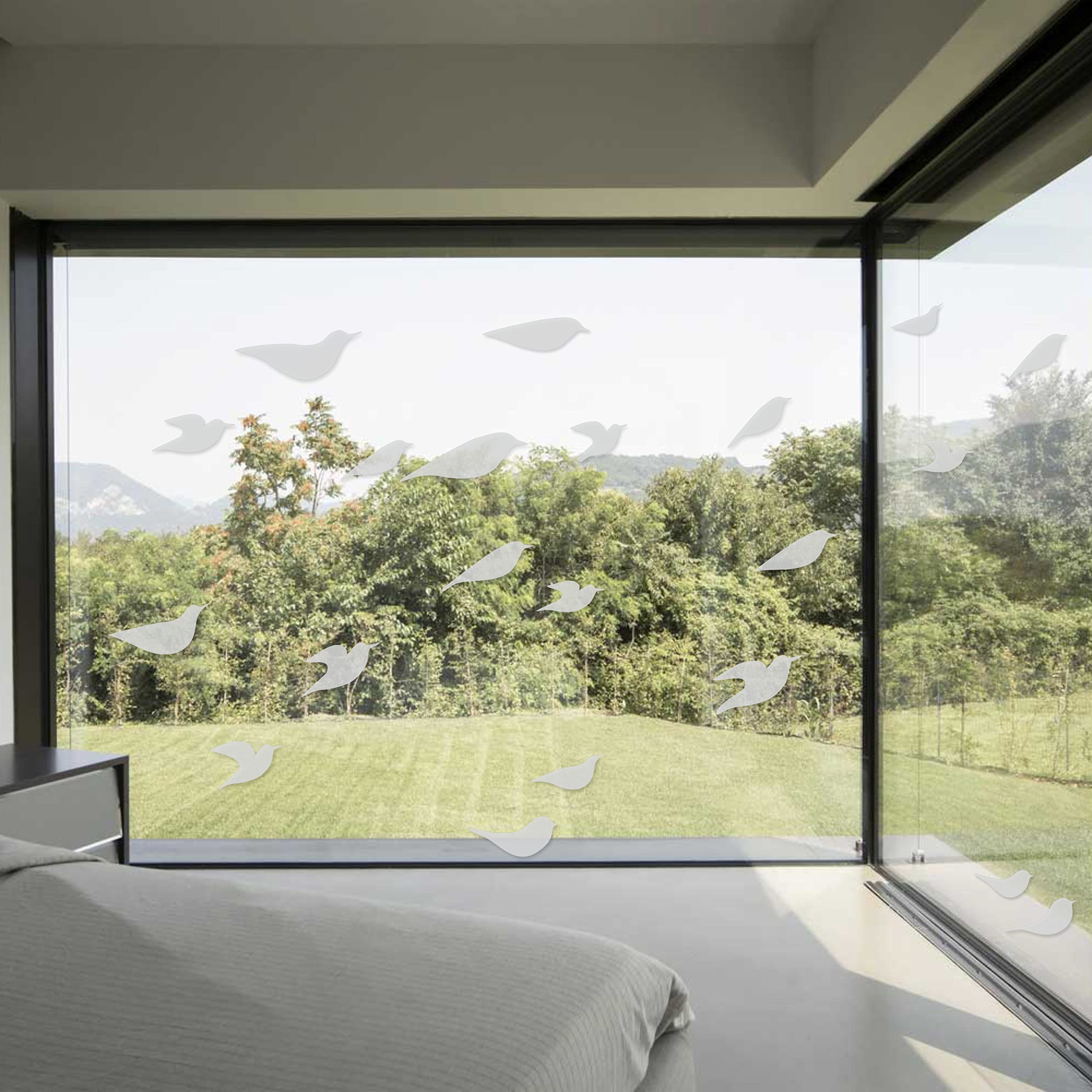 Window Stickers to Prevent Bird Collisions, Bird Silhouettes, Glass Door Protection and Bird Protection, Transparent, 21 Silhouette Stickers