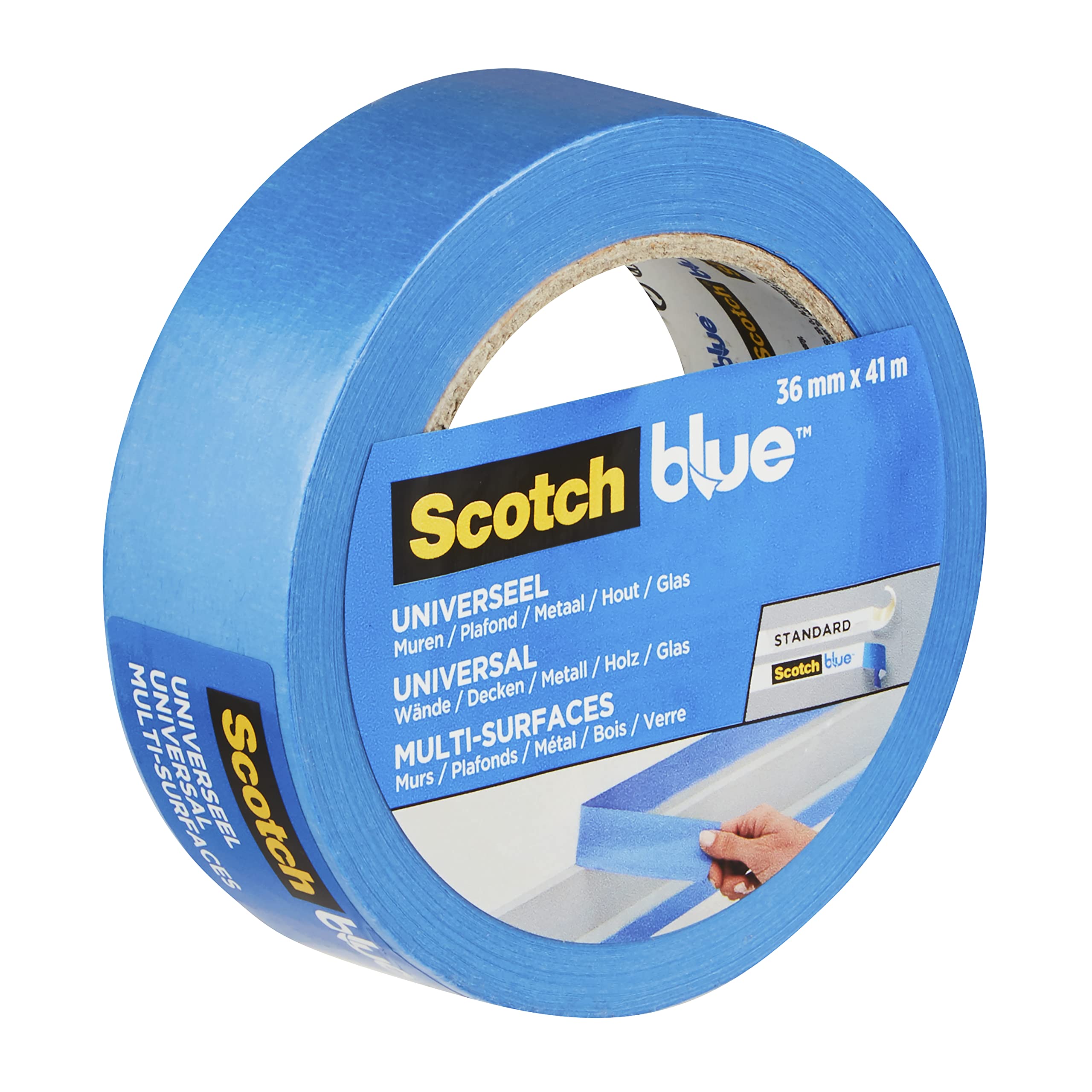ScotchBlue Premium Universal Painter's Masking Tape, 36 mm x 41 m, Versatile Scotch Tape for Painting and Decoration, for Indoor and Outdoor Use, Masking Tape