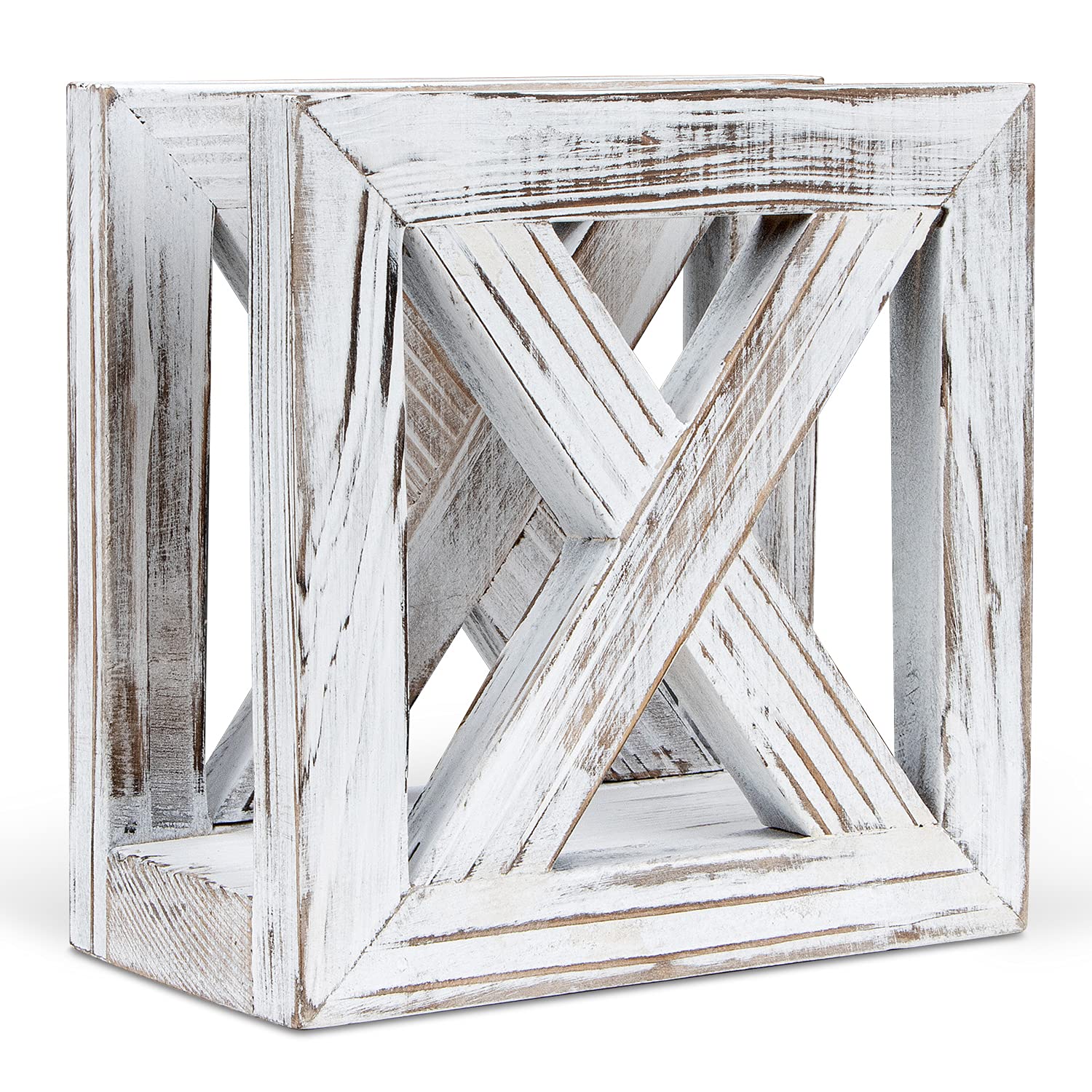Photo 1 of PUERSI Farmhouse Wooden Napkin Holder for Tables, Rustic Kitchen Decor for Counter, Ideal Napkin Dispenser for Dining Counter tops (White)