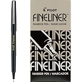 PILOT Fineliner Marker Pens, Fine Point, Black Ink, 12-Pack | Fine-line writing for taking notes, black marker pens for paper, fine point stick pens, smooth pens for writing and drawing