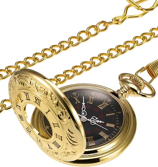 Vintage Pocket Watch Steel Men Watch with Chain (Gold) Amazon.co.uk