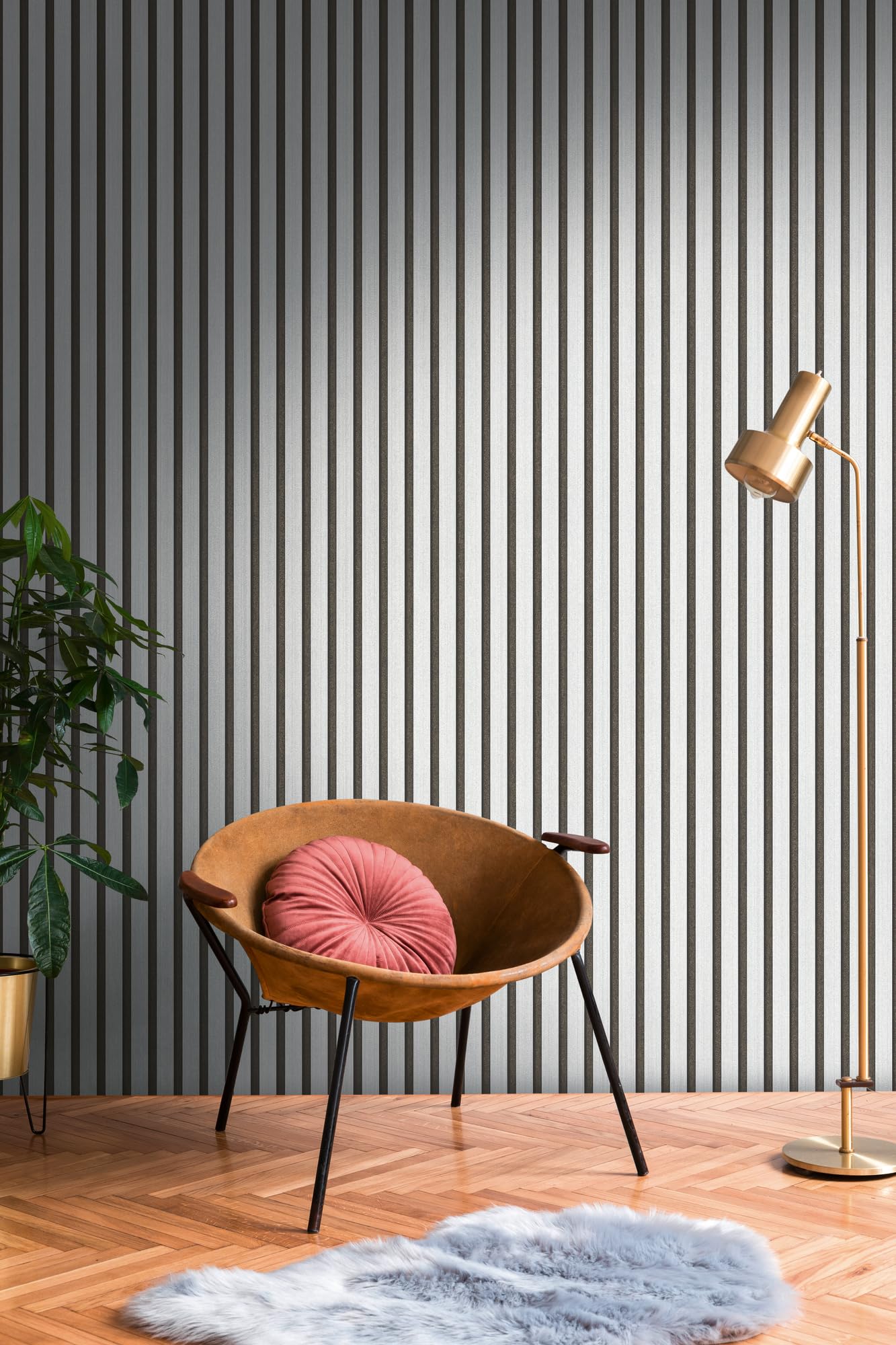 A.S. Création Non-Woven Wallpaper with Wood Effect in Black, Silver, Metallic – 10,05 x 0,53 m Patterned Wallpaper – 786271