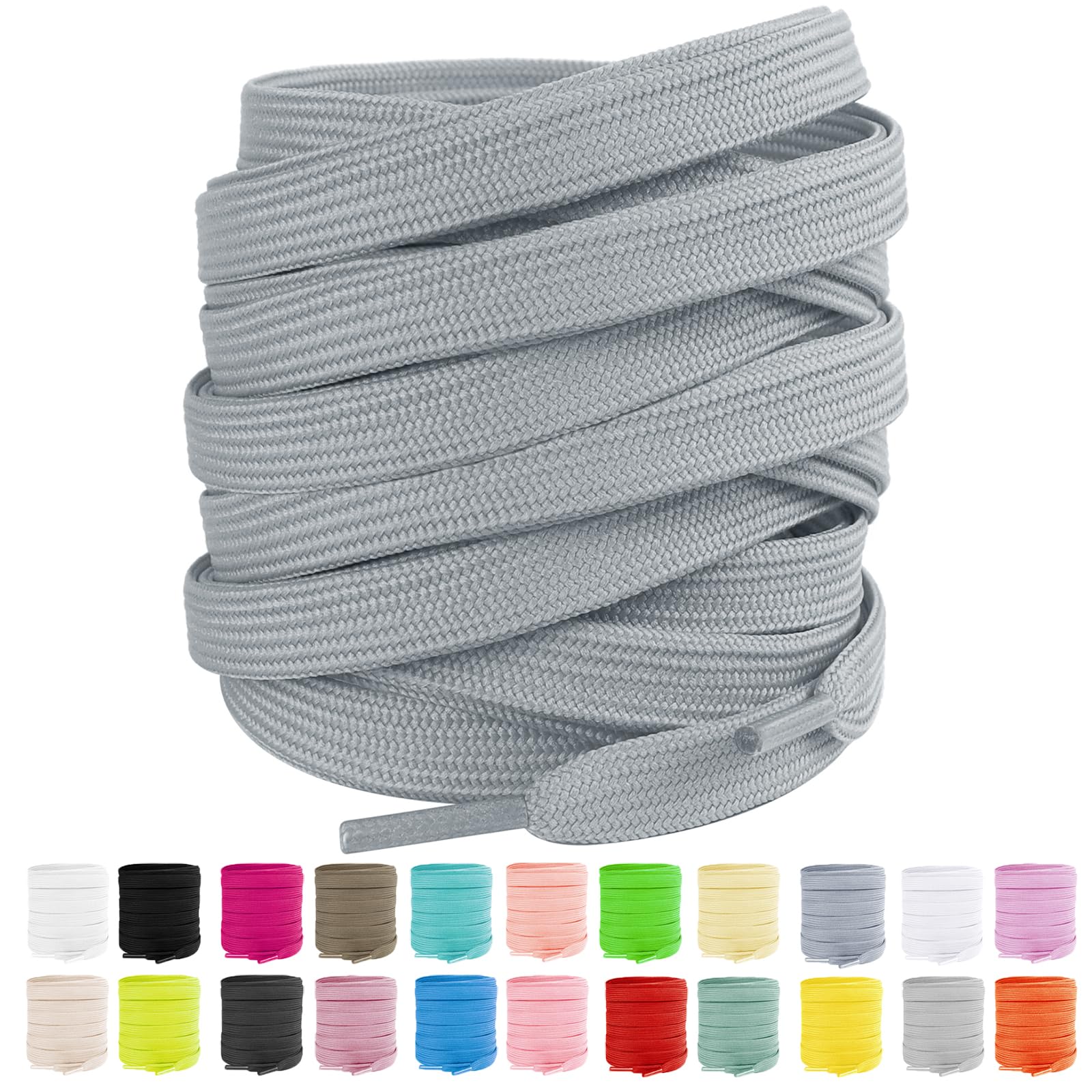 LUOFMISS 2 Pairs Flat Shoe Laces 5/16" Athletic