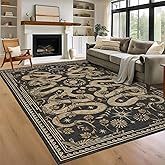 Snake 8 x 10 Rug for Living Room Washable Non Slip Forest Soft Low-Pile Stain Resistant Thin Large Throw Carpet for Bedroom Dining Room Office Dark Grey