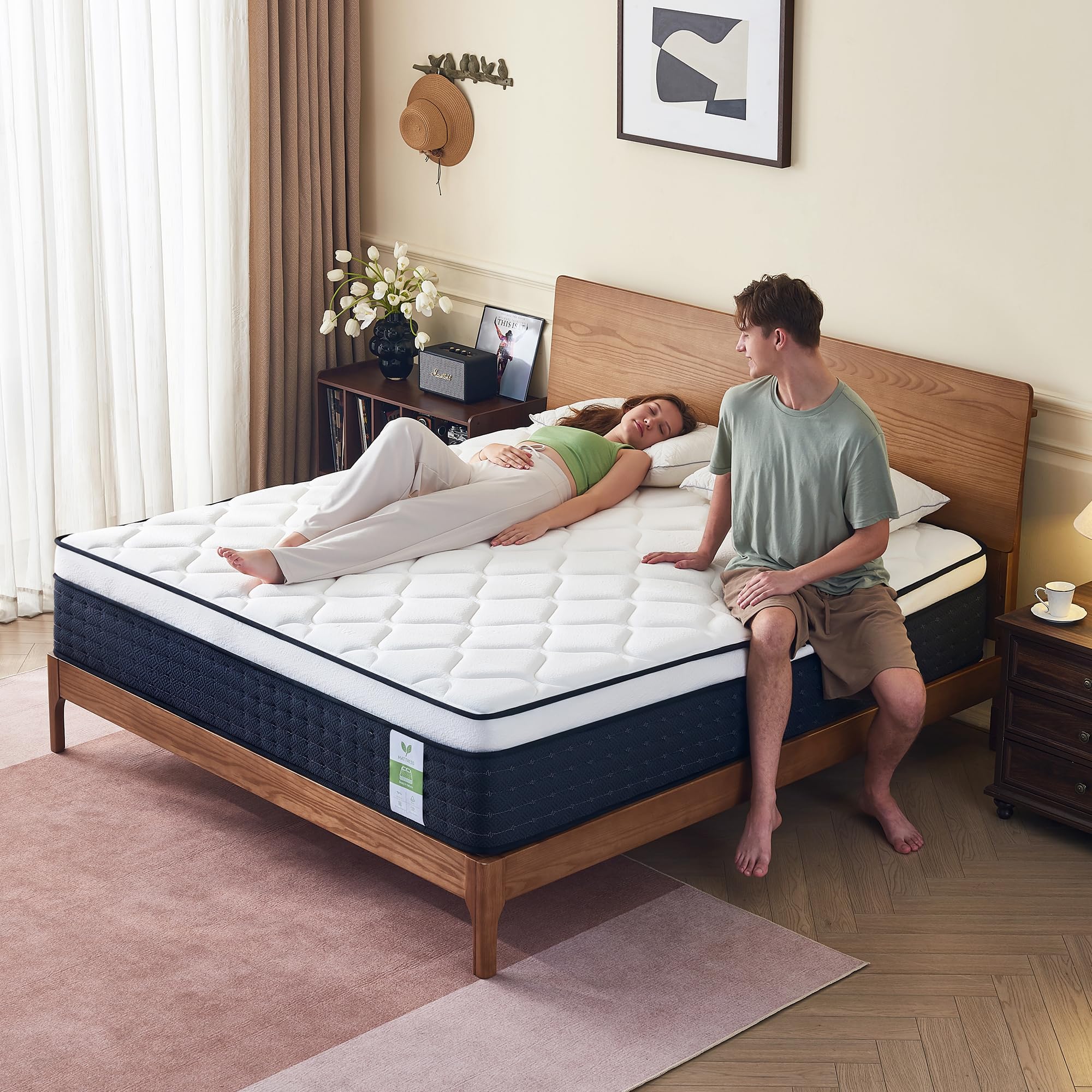 Photo 1 of 12 Inch Queen Mattress in a Box: Hybrid Medium Firm Queen Size Mattresses for Back Pain Relief, Memory Foam Queen Bed Mattress with Pocket Springs for Motion Isolation, Edge Support, CertiPUR-US
