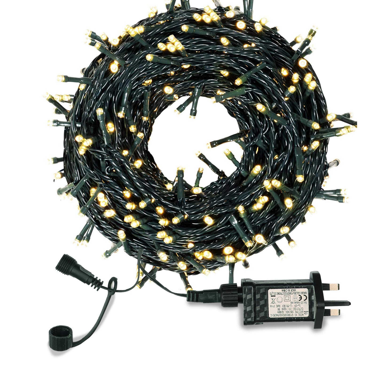 Outdoor Fairy Lights Mains Powered, LED Fairy Lights Outdoor, Shineled 30M 300LEDs 8 Modes Garden Decorative Lights for Christmas Tree, Patio, Garden, Home, Wedding, Party, Warm White