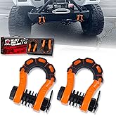 AMBULL Shackles Upgrade 3/4" D Ring Shackle (2 Pack) 70,000 lbs Break Strength with 7/8" Pin, Isolator and Washer Kits for Use with Tow Strap, Winch, Off-Road Truck Vehicle Recovery, Orange