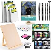 Inburit Acrylic Paint Set, Painting Supplies Kits with 24 Acrylic Paints(22ml), 8 Brushes,1 Wooden Easel,1 Palette etc, Paint Kit for Kids,Adults and Artists