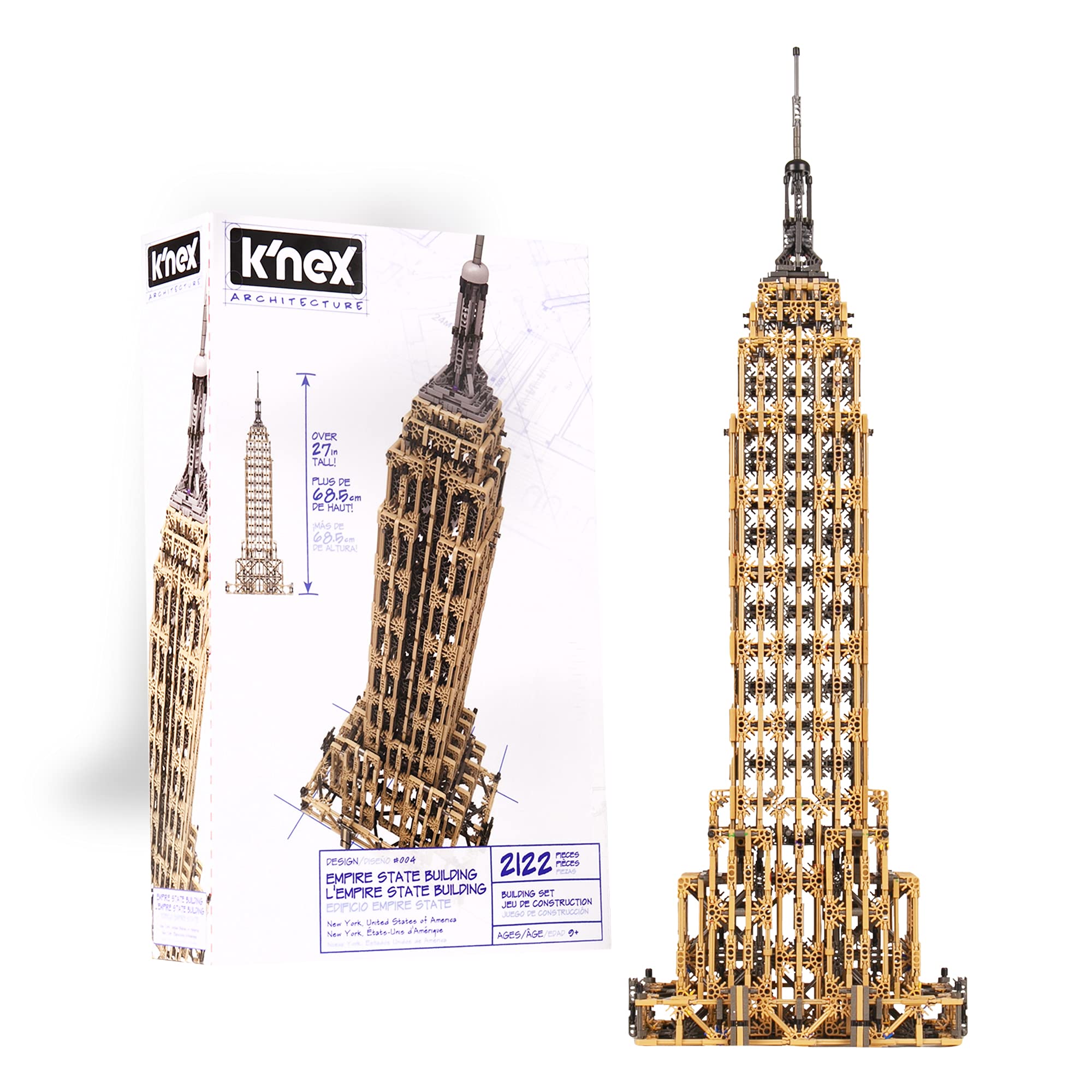 K'NEX Architecture Empire State Building Set Hobby Craft Set for Kids and Adults, 2122 Piece Model Kit, Building Construction Set for Teenagers and Adults, Suitable for Children Ages 9+ Basic Fun 15259