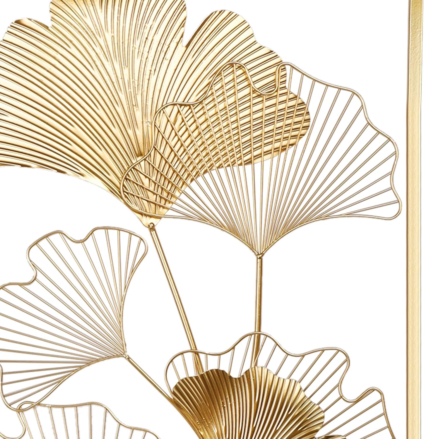 Lulu Home Metal Wall Decor, 39" X 20" Golden Ginkgo Leaf Wall Hanging Decor with Frame, Golden Metal Art Wall Sculpture for Living Room, Office, Study, Large: Everything Else