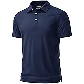 Cotrasen Mens Polo Shirts Short Sleeve Cotton Pique Golf Shirt Button Classic Fit Stretch Performance Casual T-Shirts