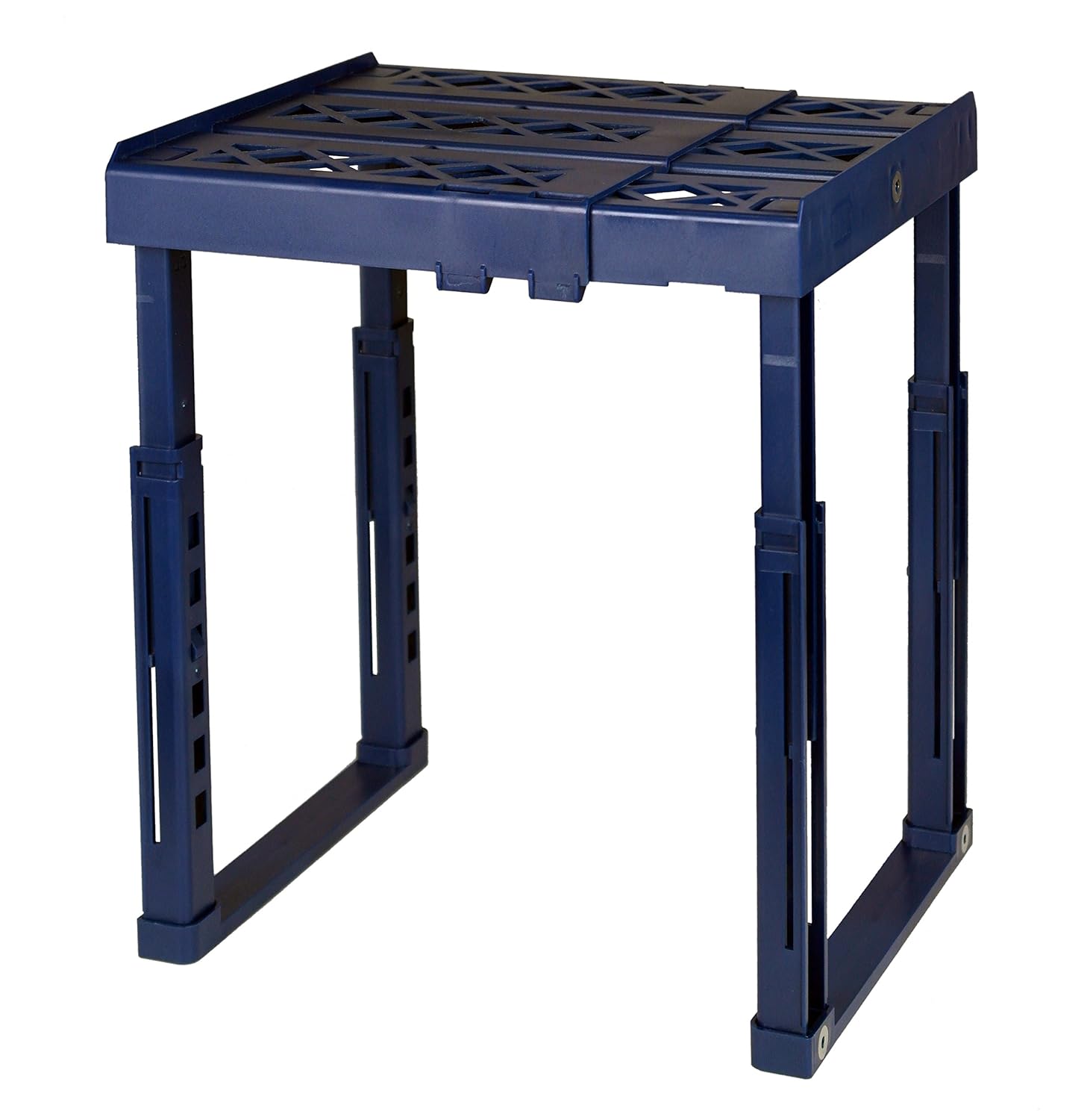 Tools for School Locker Shelf. Adjustable Width 8" - 12 1/2" and Height 9 3/4" - 14". Stackable and Heavy Duty. Holds 40 lbs. per Shelf. (Blue, Single)