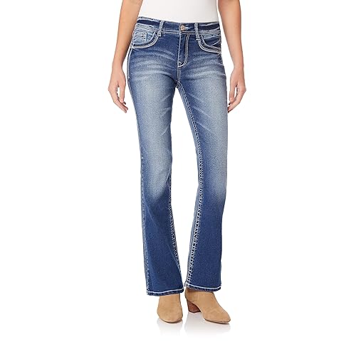 WallFlower Legendary Bootcut Jeans for Women, Classic Fit Mid-Rise Insta Stretch Denim in Standard and Plus Size, Juniors Jeans - Jenna, 5 Short