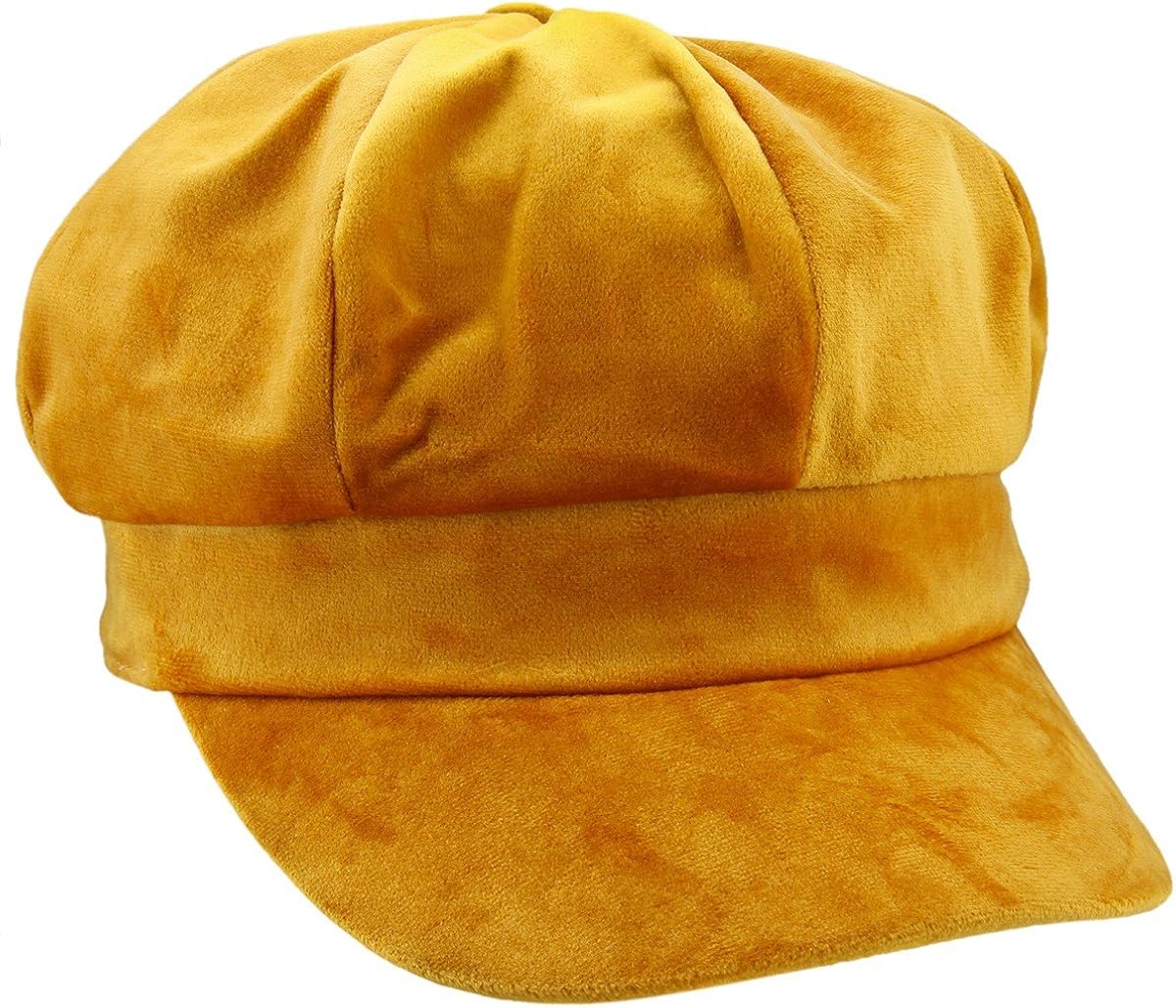 yellow newsboy hat