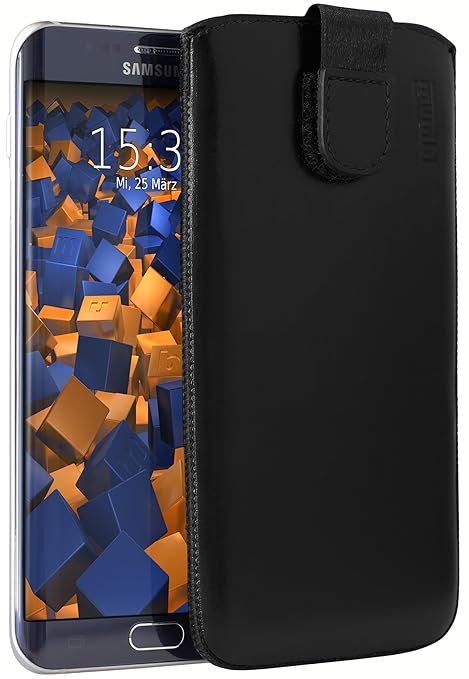 mumbi ECHT Ledertasche Samsung Galaxy S6 Edge+ Tasche Leder Etui (Lasche mit Rückzugfunktion Ausziehhilfe)