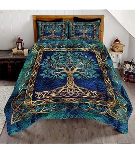 thumbnail image 2 of Jeminise Viking Quilt Bed Set – Celtic Tree Of Life Quilt Set Throw, Twin, Queen 2 of 11