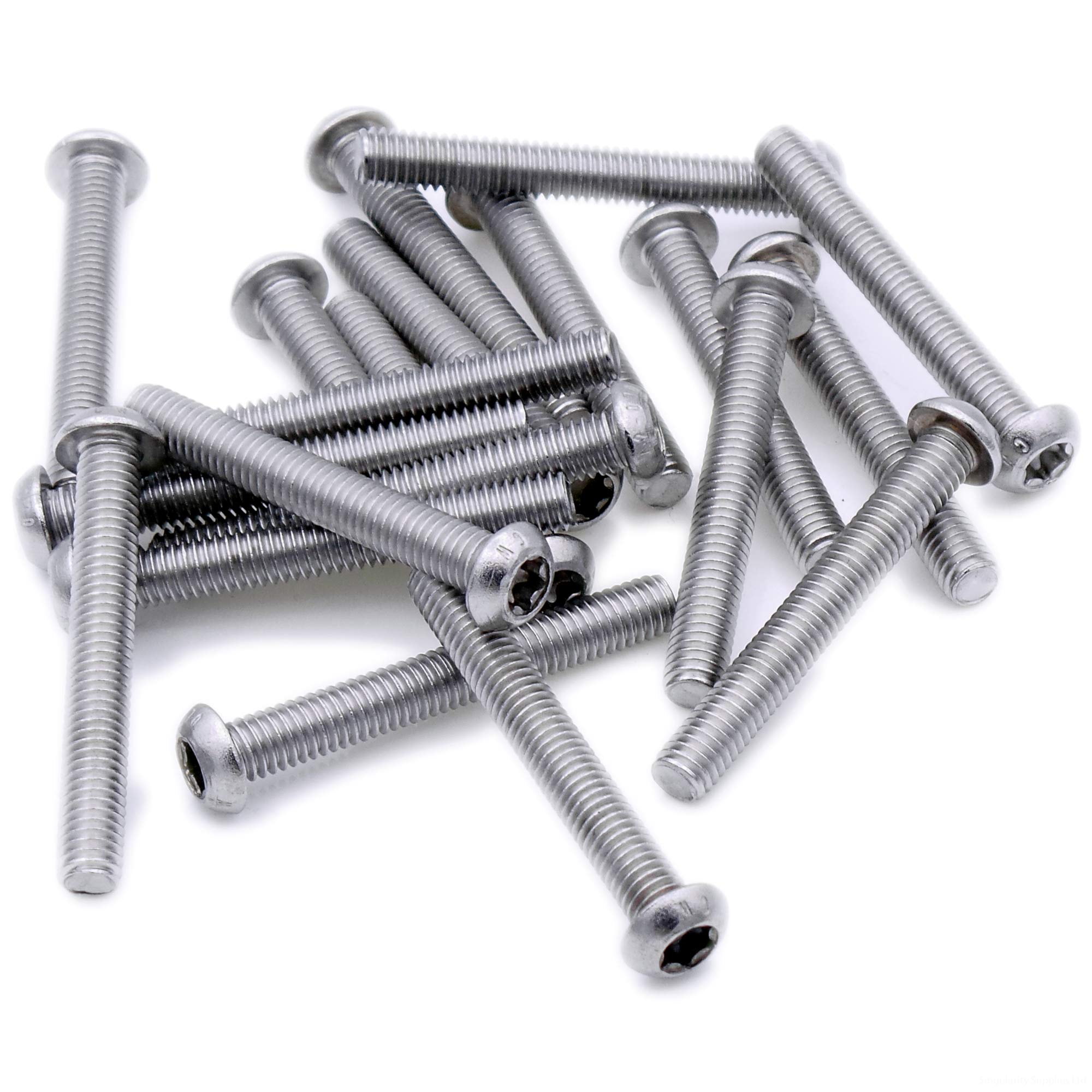 M5 (5mm x 20mm) TX Socket Button Machine Screw (Bolt) - Stainless Steel (A2) (Pack of 20)