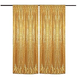 TCBESTO Gold Sequin Backdrop Curtains 4FT x 8FT 2