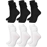 Bencailor 6 Pairs Scrunch Socks for Women Thin Slouch Socks Slouchy Long Soft Cotton Knit Stacked Boot Stocking