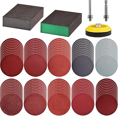 Tshya 3 inch Sanding Discs Sponge Blocks Variety Kit 80-3000 Grit 1/4" Shank