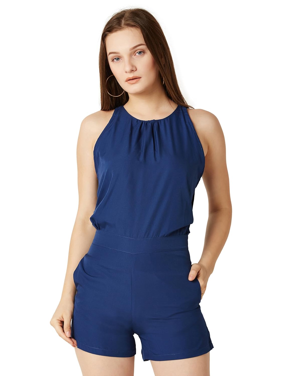 miss chase women's navy blue mini playsuit