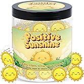 Positive Sunshine Jar - 60 Affirmation Cards, Emotional Support, Yellow - Sunflower - Sunshine Gifts, Stocking Stuffers, Christmas Gifts, Human Sunshine Gift For Women, Cowokers, Friends, Teens