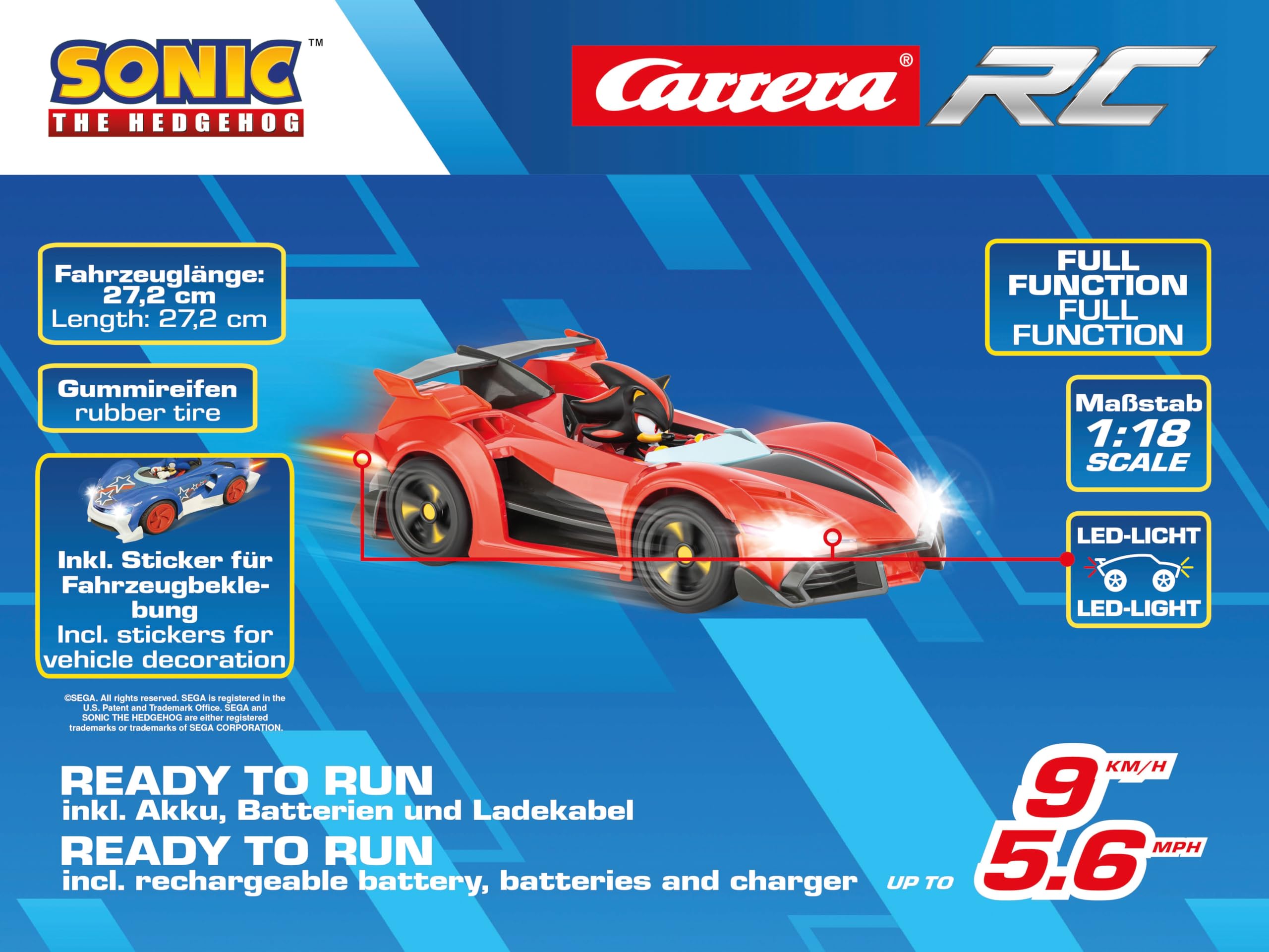 Carrera - 370201064 - Team Shadow Racing I Original 2.4GHz Lizenz-Kart mit voller Fahr- & Lenkfunktion I Dekorative Sticker & LED Licht ILaufzeit von 20 Minuten I Perfekt für & RC-Enthusiasten 4