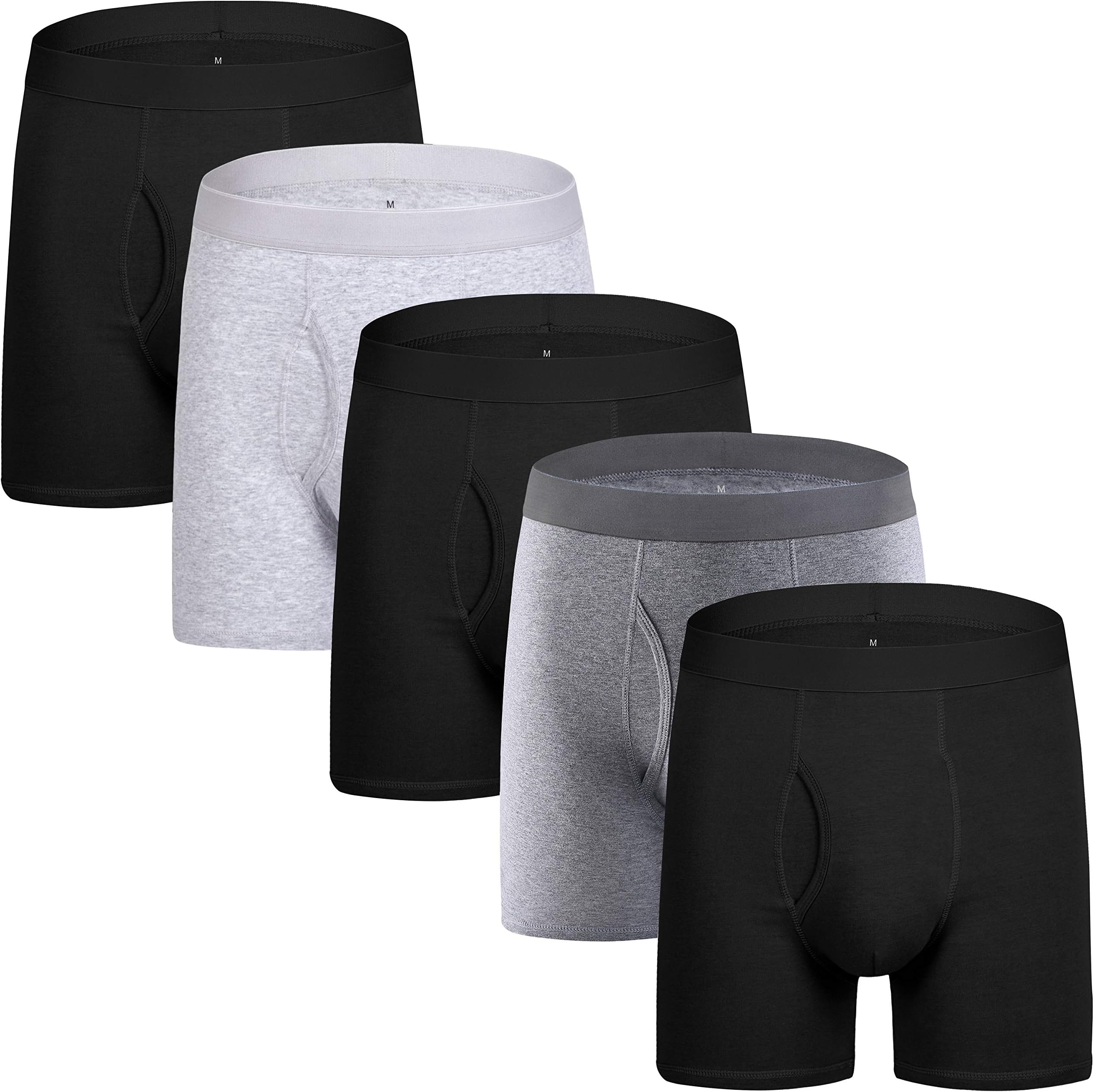 Mens Underwear Boxer Briefs Cotton Men's Boxer Briefs Underwear Men Pack Open Fly Pouch S M L XL XXL