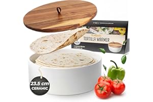 Tortillada - Tortilla Warmer Ceramic with Lid 9 Inch, Bread Warmer, Pancake Warmer, Tortilla Holder with Lid - Microwave-Safe
