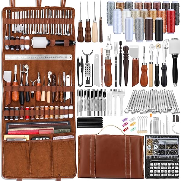 TLKKUE LEATHER TOOLING KIT LEATHER CRAFT TOOLS LEATHERWORKING...