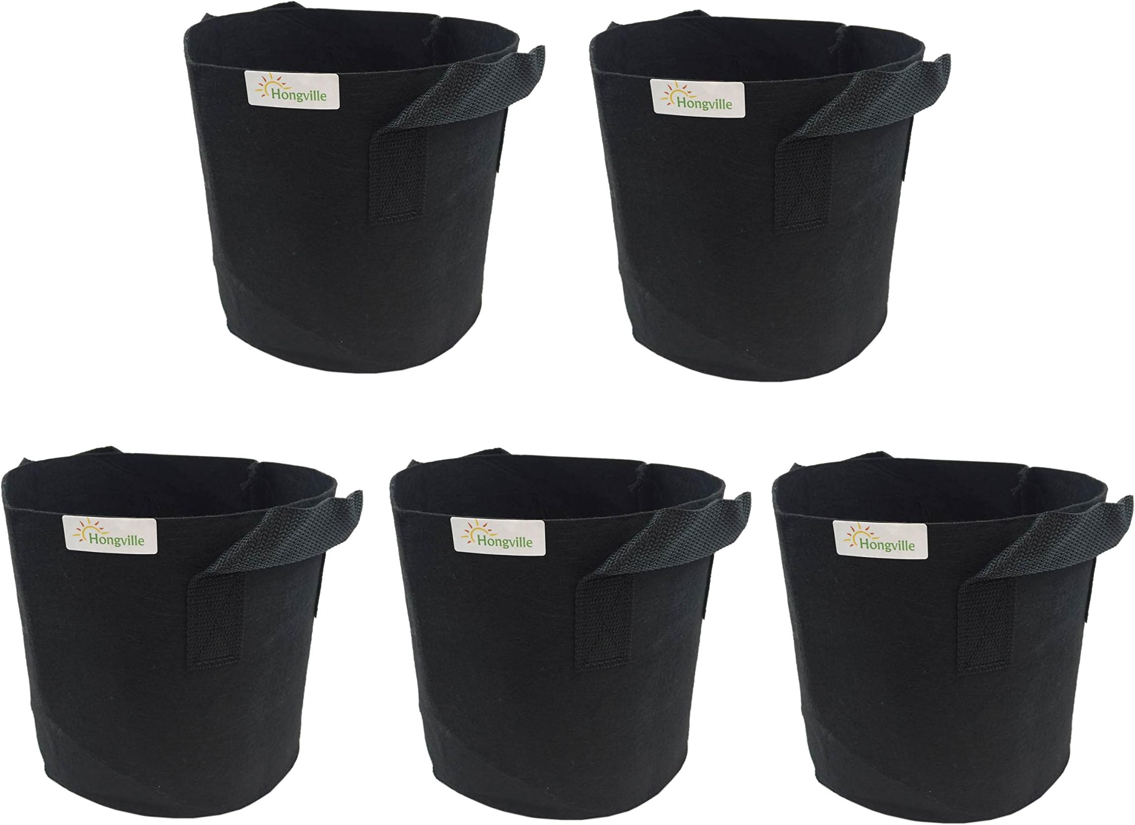 5-Pack Grow Bag Fabric Pots with Handles-Container Gardening Planter Pot for Tomatoes, Fruit, Vegetables, Flowers and Plants (30-Gallons w/Handles)