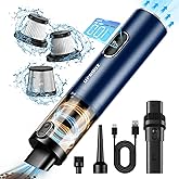 Upbooz Handheld Vacuum Cordless, Car Vacuum with 14000PA Powerful Suction with LED Light, Air Duster 2-in-1,Low Noise Rechargeable Portable Mini Vacuum Cleaner for Car Home Pet Office,Two Gears Blue