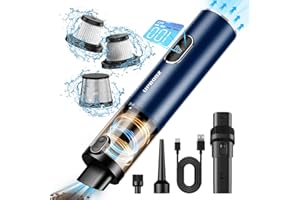 Upbooz Handheld Vacuum Cordless, Car Vacuum with 14000PA Powerful Suction with LED Light, Air Duster 2-in-1,Low Noise Rechargeable Portable Mini Vacuum Cleaner for Car Home Pet Office,Two Gears Blue