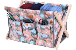 Hanfetch Yarn Caddy Large Size Yarn Storage Organizer for Yarn Skeins-Organizer for Crochet Hooks Knitting Needles Other Accessories (Flower-Grey)