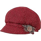 Juiterchy Women Retro Classic Visor Newsboy Cabbie Cap Beret Hats with Flower Buckle for Woman Ladies