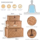 woodluv Set of 3 Seagrass Storage Box with Lid Brown view 7